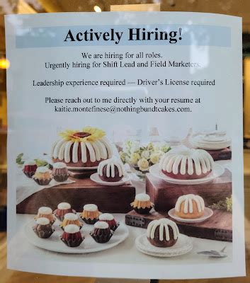 is nothing bundt cakes hiring|More.